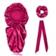 thumbnail image 3 of Conjunto de 3 piezas de gorro de dormir Yuarrent de satén color Rosa rojo, 3 of 6