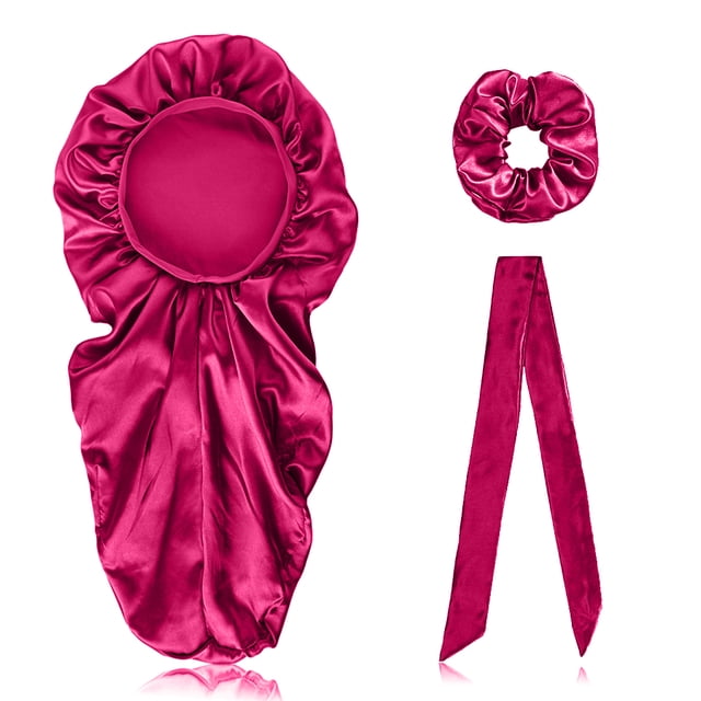 Conjunto de 3 piezas Bearachild gorro de dormir de satén Rosa rojo