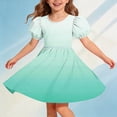thumbnail image 2 of Ashirexll Girls Summer Dress Children Short Sleeve Round Neck Classic Back Solid Color Casual A-Line Dress for Preteen Kids, 2 of 7