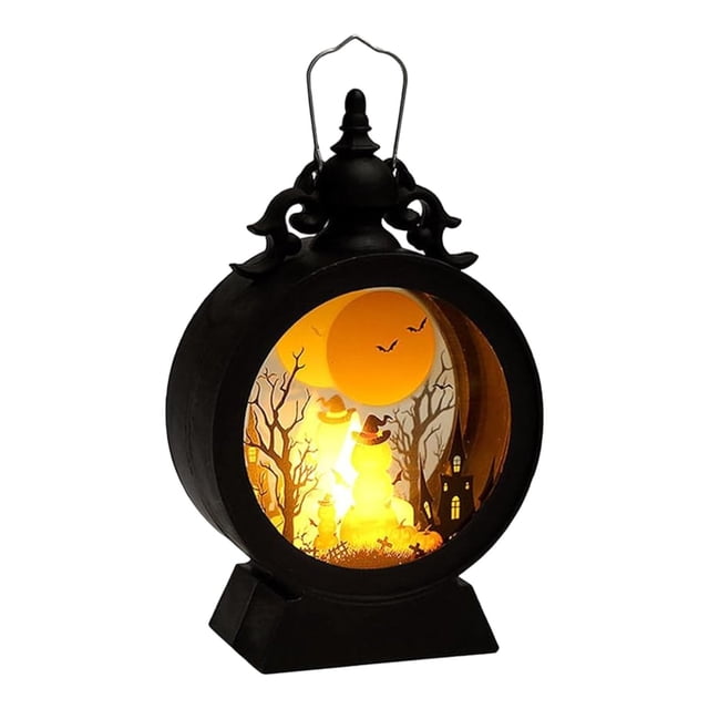 WHEANG LED Halloween Retro Candle Portable Wind Round Atmosphere Ornaments Electronic Decorative Lamp