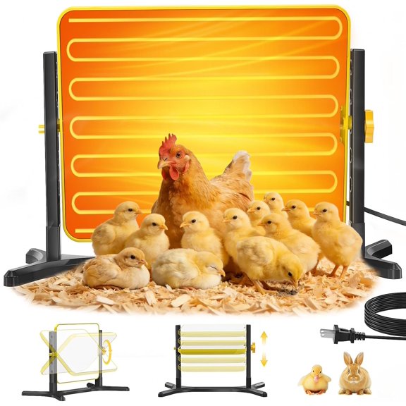 Chick Brooder Plate, 50-158F Brooder & Chicken Heater for Coop with Smart Thermostat, UL Certified Radiant Chick Heat Plate for Poultry, 5-Height & 360 Adjustable Angle, Winter Heating