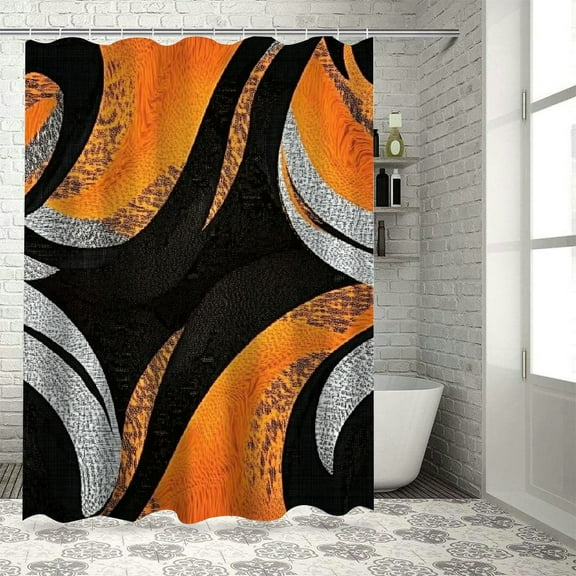 BCIIG Abstract Geometric Shapes Bathroom Shower Curtain Set with Hooks, Colorful Luxury Graphic Printed Polyester Cloth Modern Chic Decor, Waterproof, Easy to Install, Machine Washable 36"x72