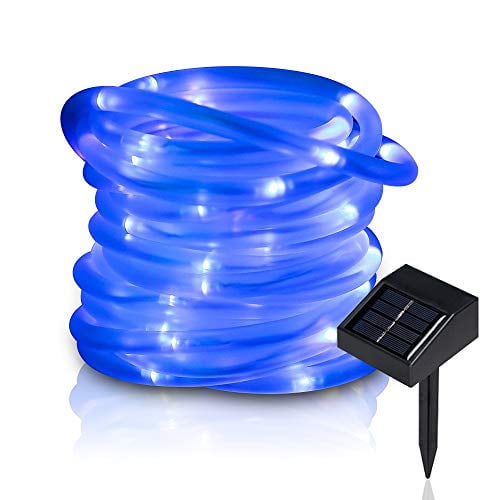 Blue Solar Rope Lights Outdoor 23ft 50LED Outdoor Christmas Lighting Waterproof 