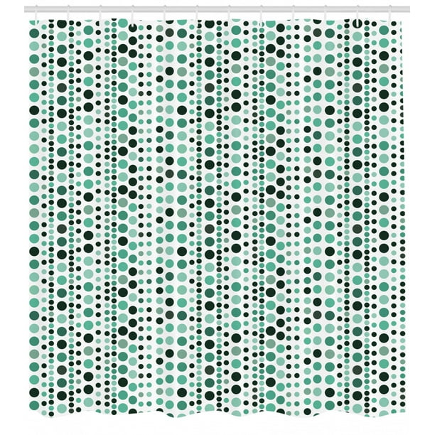 Modern Shower Curtain Retro 60s 70s Vintage Geometrical Circles Dots Points Ombre Image Fabric Bathroom Set With Hooks Teal Turquoise Hunter Green By Ambesonne Walmart Com Walmart Com