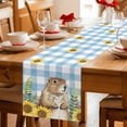 thumbnail image 5 of Groundhog Day Table Runner - 90 Inch Long Blue Plaid Sunflower Spring Floral Cotton and Linen Blended Dress Scarves Farmhouse Table Runner for Kitchen Dining, Coffee Table, 13" x 90", 5 of 8