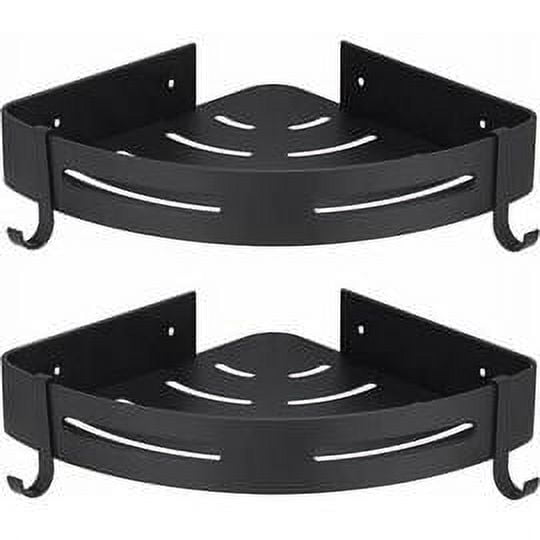 Estante de ducha de esquina, negro, sin perforación, almacenamiento de ducha de baño, accesorio de baño, soporte para jabón de baño, soporte para ducha, sin óxido, aluminio antioxidante,