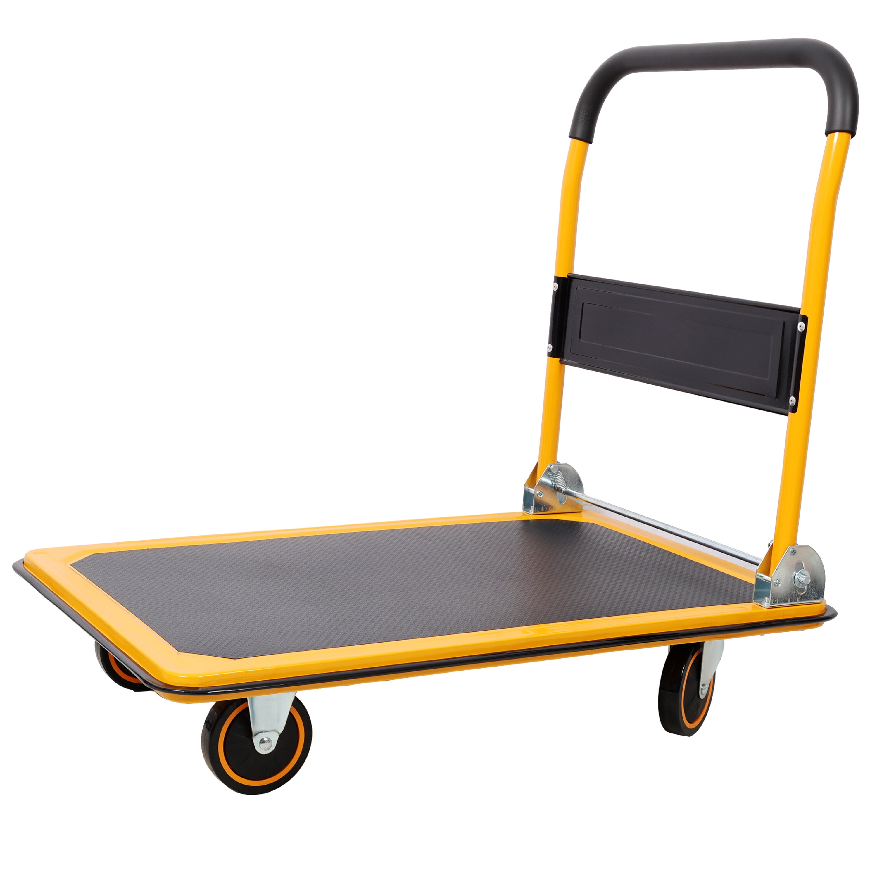 Hand Truck Foldable Platform Truck Push Dolly 330 lb. Weight Capacity Black and Yellow,Appliance Dolly