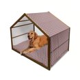 thumbnail image 1 of Retro Pet House, Big and Small Triangles in Shabby Colors Vintage Geometric Tile Design, Outdoor & Indoor Portable Dog Kennel with Pillow and Cover, 5 Sizes, Sky Blue Marigold, by Ambesonne, 1 of 4