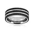 thumbnail image 3 of Crucible Jewelry Men's Striped Carbon Fiber Steel Ring (8mm), 3 of 5
