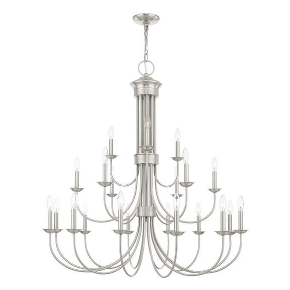 Farmhouse Twenty One Light Chandelier-Brushed Nickel Finish Bailey Street Home 218-Bel-4188417