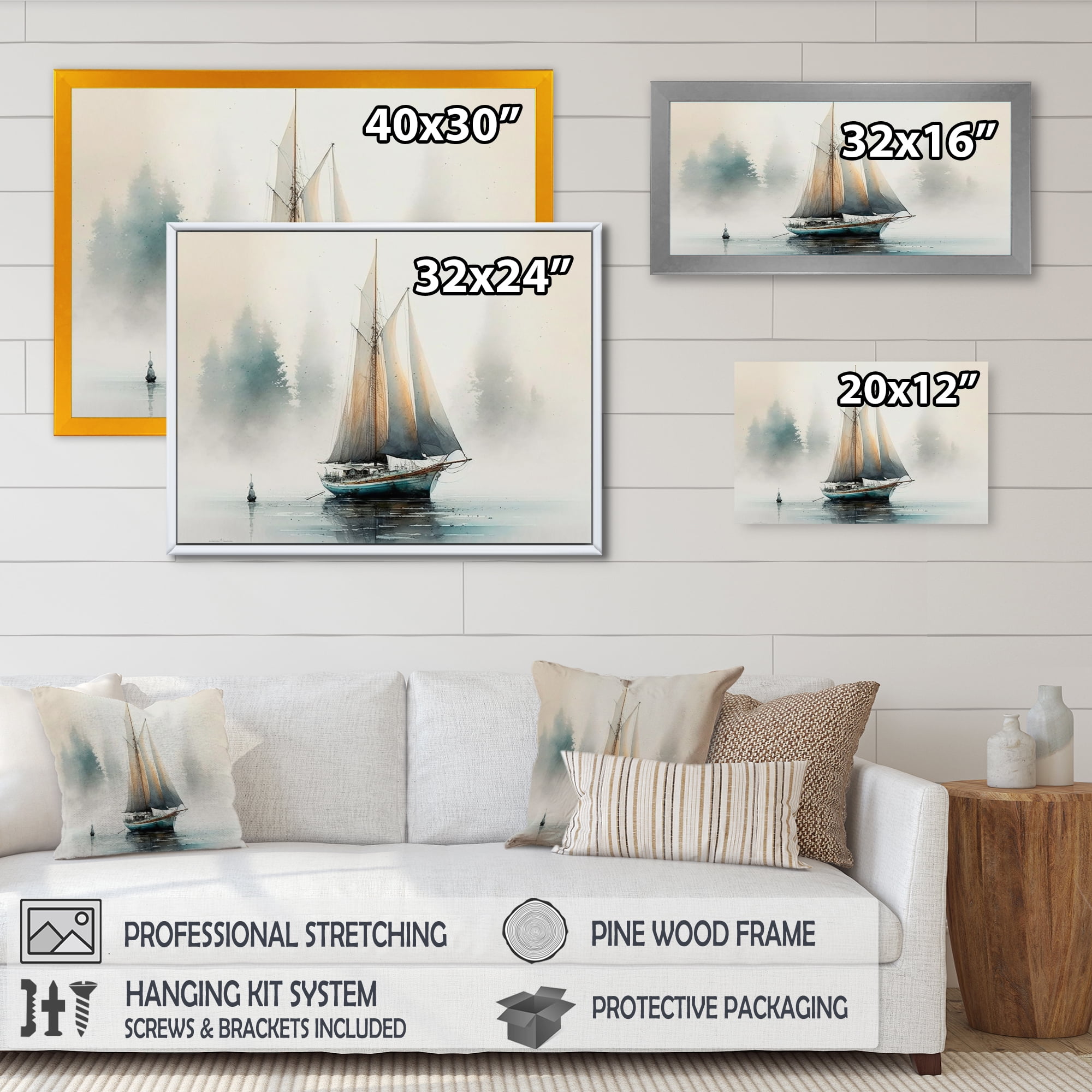 Designart Sailboat Anchored Canvas Wall Art