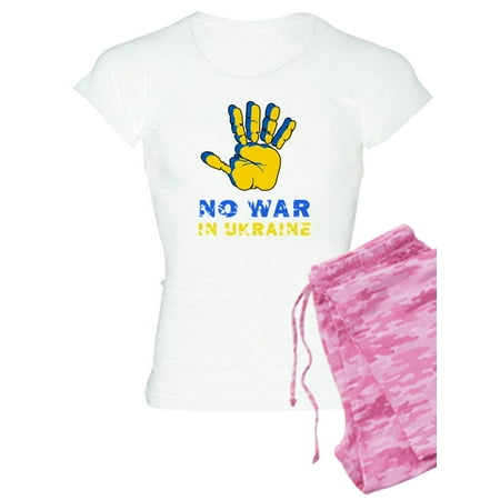 

CafePress - No War In Ukraine Peace Five Print Donbas Pajamas - Women s Light Pajamas
