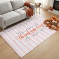 thumbnail image 2 of Happy Thanksgiving Washable Area Rug 2.7 x 5 ft Rustic Leaf Pumpkins Pink White Stripes Soft Non‑Slip Rugs Stain Repellent Indoor Mats for Kitchen Aisle, Foyer, Foot‑of‑Bed, Mudroom, 2 of 9