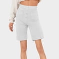 thumbnail image 2 of Gubotare Women's Cotton High Waisted Sporty Yoga Shorts with Pocket Drawstring Bermuda Shorts(White,S), 2 of 5