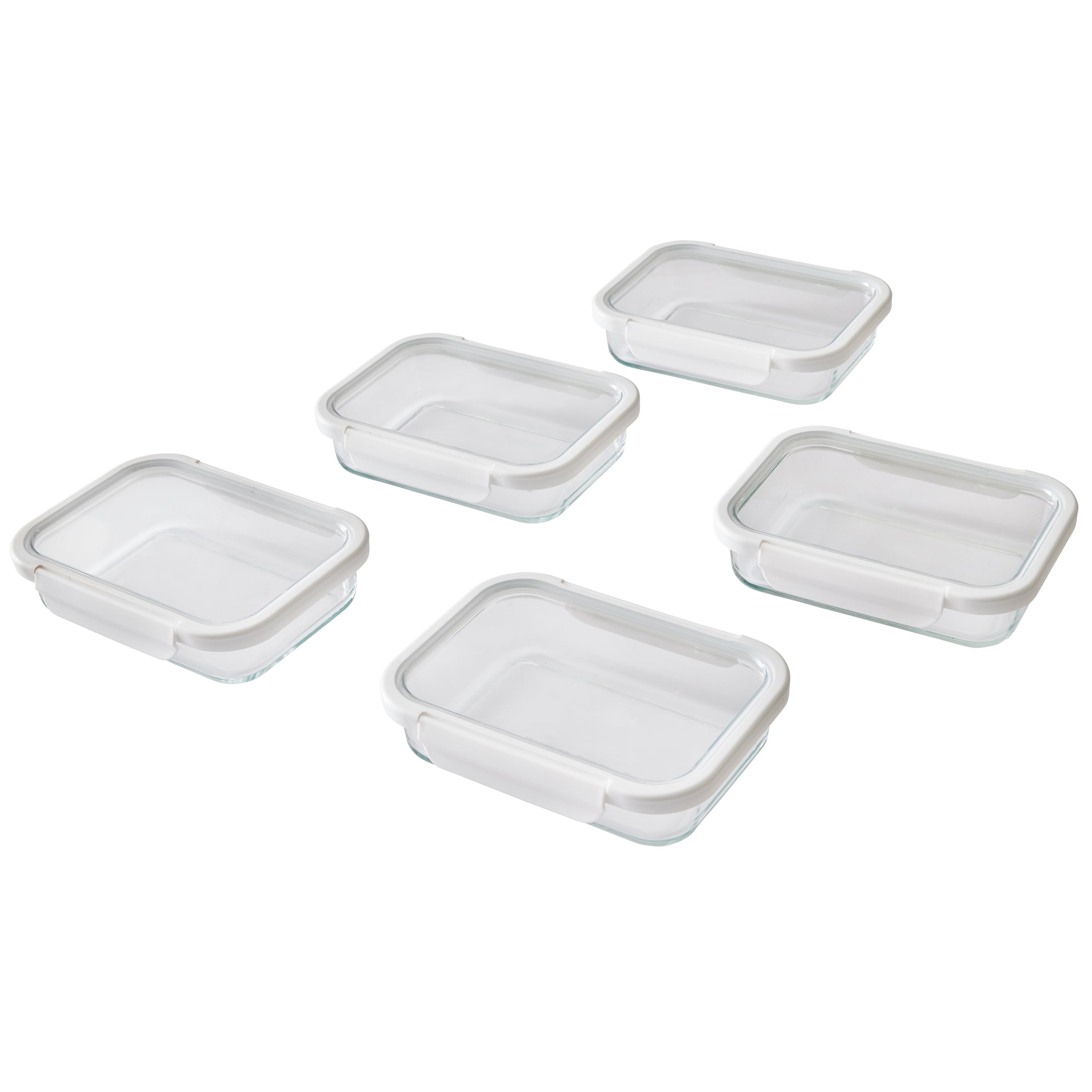 (2 pack) Better Homes & Gardens 2.3Cup Rectangle Glass Food Storage Container with Tritan Lid. Set of 5, 10 Pieces, Designed to Help with Pantry Storage and Everyday Organization