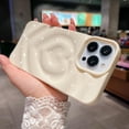 thumbnail image 4 of Compatible with iPhone 13 Pro Max Case 6.7 Inch, Luxury 3D Design Heart Electroplated Water Ripple Case for Women Girls Soft Silicone Shockproof Camera Protective Back Cover-White, 4 of 13