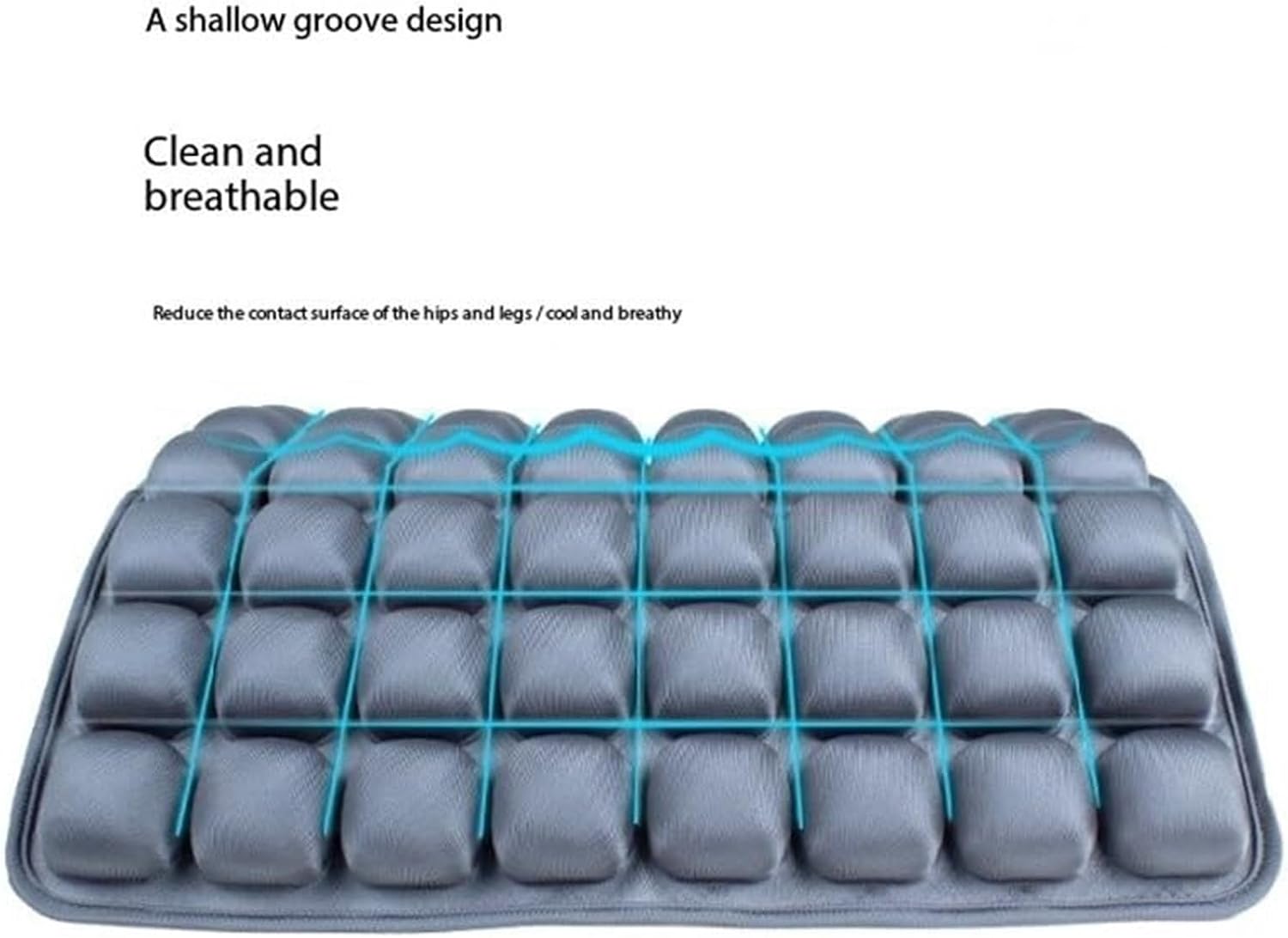 Air Inflatable Travel Seat Cushion, Portable Breathable Comfort Cushion, 56 Air Bubble Design for Airplane, Car, Office Chairs & Home Living – Lightweight & Ergonomic Support,18” x 16” (Blue)