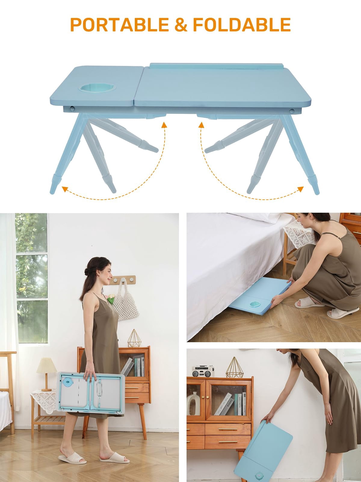 Lap Desk For Couch/sofa/floor  5-angle Adjustable Bed With Foldable &cup Holder Light Weight Tray Table Writing/eating/reading Portable Laptop Stand Adults