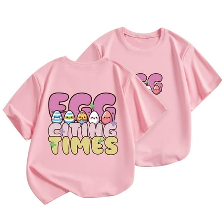 

Girls T-Shirts Spring/Summer Casual Short Sleeve Easter Letter Printed Round Neck Comfortable Kids T-Shirts