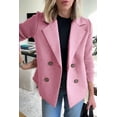 thumbnail image 1 of Women's Spring Wool Blend Double-Breasted Coat Solid Color Regular Fit Long Sleeve Suit Jacket Brown, 1 of 6