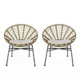 thumbnail image 2 of Itzel Outdoor Wicker Dining Chairs with Cushions, Set of 2, Light Brown and Beige, 2 of 8