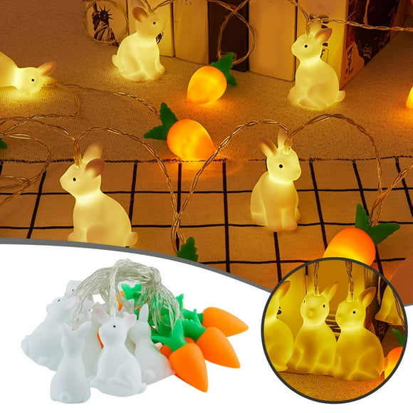 Easter Bunny & Carrot LED String 35 Light String of Mini Lights Wire Stay Lit Christmas Lights Warm Clear Christmas Lights Wire 10 Ft String Lights Indoor Battery Operated Outdoor String Lights Bright