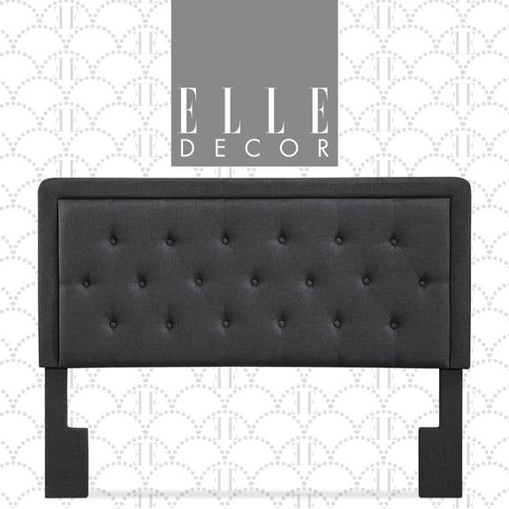 Elle Decor Amery Diamond Stitched Tufted Headboard Queen Size, Charcoal Grey