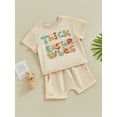 thumbnail image 3 of FEORJGP Toddler Baby 2Pcs Easter Outfits 0-3Y Infant Boys Girls Colorful Letter Print Shirt Short Sleeve T-shirt Crew Neck Tops and Elastic Waist Shorts Set Newborn Loose Casual Summer Daily Clothes, 3 of 9