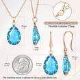 thumbnail image 5 of Linawe Aquamarine Blue Jewelry Sets for Women, Rose Gold Pendant Necklace and Earring Set, Fake Birthstone Crystal Imitation Diamond Necklace Set, Rhinestone Teardrop Jewelry Set, 5 of 7