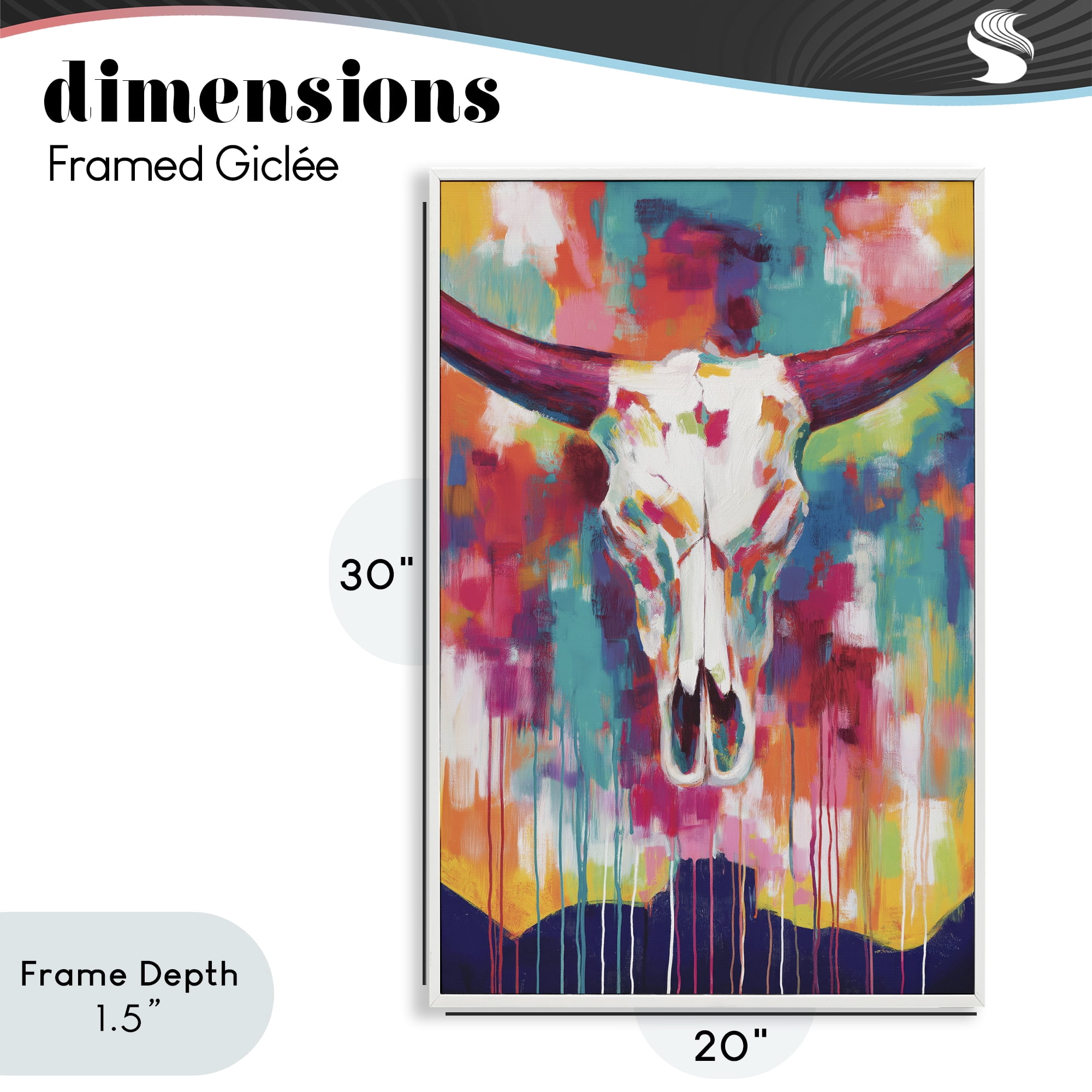 Stupell Industries Spirit Of The West Skull White Framed Giclee Art, design by Chromatic Storm Studio