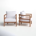 thumbnail image 5 of Set of 2, Outdoor Acacia Wood Patio Club Chair, Wood Patio Furniture,Waterproof Thick Cushion Deep Seating for Porch, Garden, Backyard, Balcony, Weight Capacity 400lbs, Light Teak Finish, White, 5 of 9