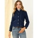 thumbnail image 2 of INSPIRE CHIC Chaqueta vaquera de mezclilla elástica de manga larga con botones y cuello sherpa para mujer Azul oscuro XS, 2 of 6
