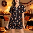 thumbnail image 5 of RMGVDSD Pajama Sets for Women 2 Piece Halloween Pumpkin Ghost Print Pajamas Short Sleeve Top and Shorts Sleepwear Nightwear Holiday Party Outfit, 5 of 6