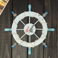 thumbnail image 2 of Miangastore Nautical Wall Decor Bird Boat Fish Design Wooden Multi Color Home Accent 8 Spokes Blue White, 2 of 8