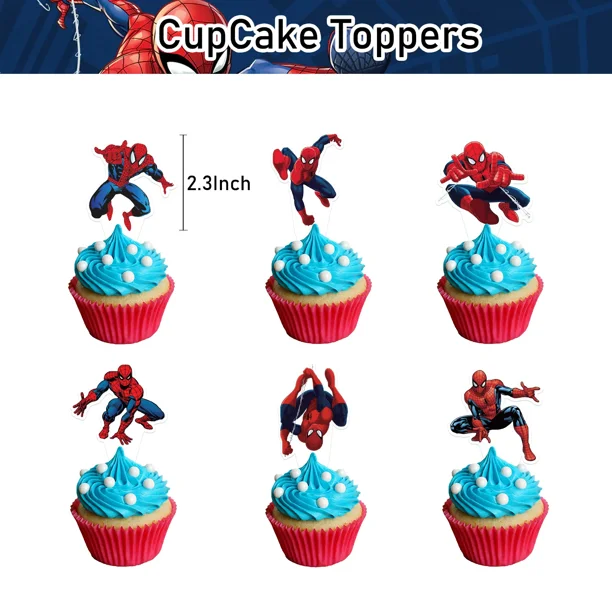 Serie SpiderMan, vajilla para fiesta de cumpleaños, pancarta desechable, adorno para tarta, bandera colgante, globos de Spiderman, decoración de cumpleaños