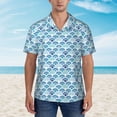 thumbnail image 2 of Xecao Blue Fish Scale Texture print Hawaiian shirt - a stylish short-sleeve button-down for men, perfect for casual beach and tropical outings., 2 of 9