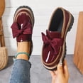 thumbnail image 5 of Wine Women'S Casual Loafers Featuring A Bow Detail And Thick Sole In A Wine Shade Comfortable For All-Day Activities, 5 of 9