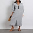 thumbnail image 3 of Robe Chemise pour Femmes à Manches Longues et Col Rabattu à Rayures, 3 of 9