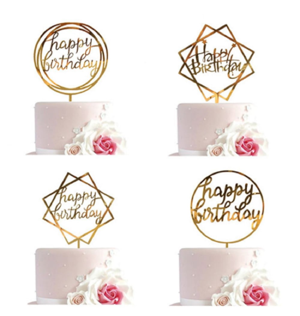 12Pcs Glitter Paper Happy Birthday Cake Topper Cupcake Dessert Decors Supplies