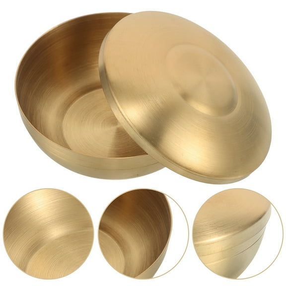 OULII Stainless Steel Korean Soup Bowl with Lid Golden Kitchen Bowl