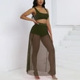 thumbnail image 6 of Karymi Shirts for Women 3-Piece Outfit, Square Neck Sleeveless Crop Tank Top + High Waist Shorts + Pleated Sheer Mesh Maxi Skirt, Beach Cover-Up Set Shirts for Women, 6 of 8