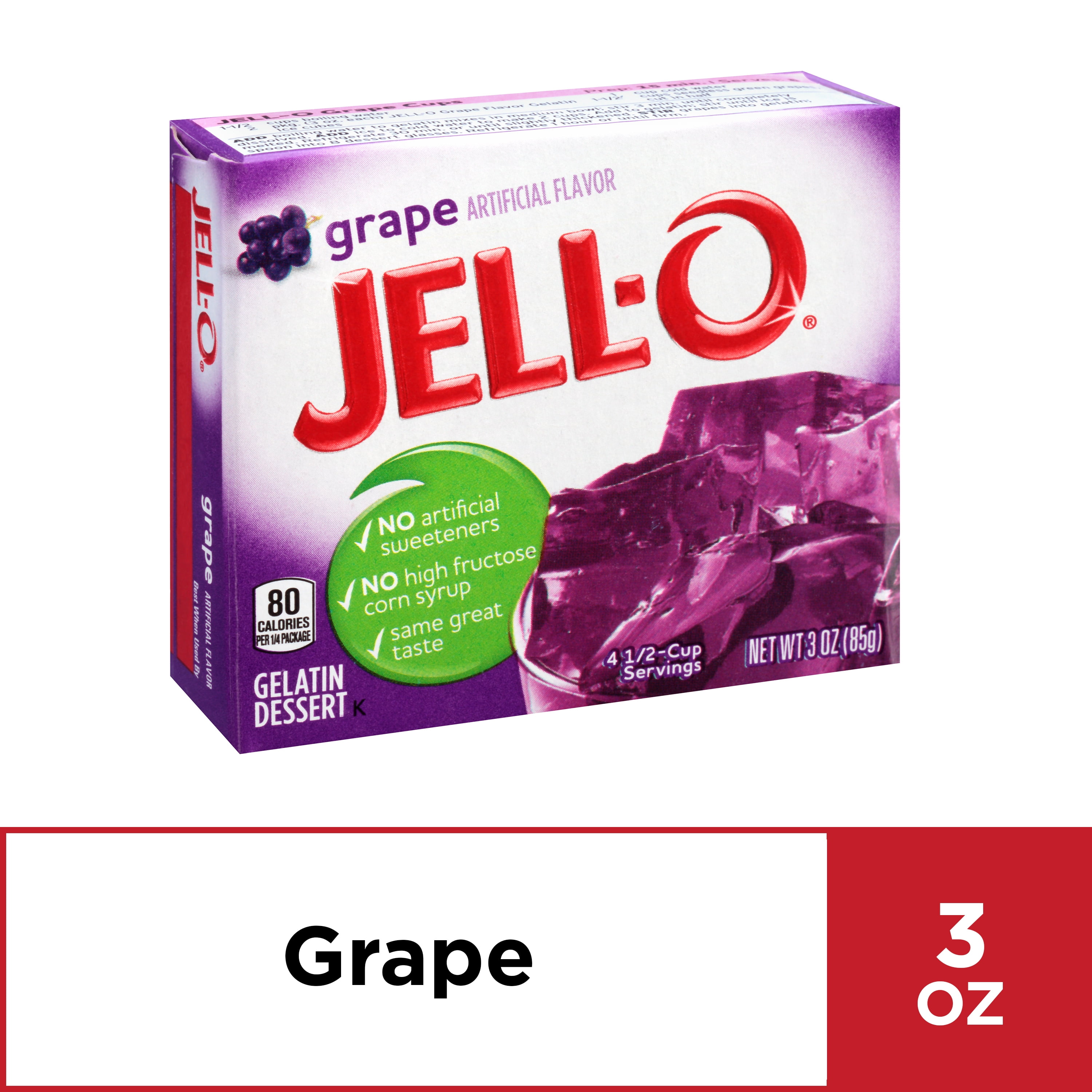 Jell O Grape Instant Gelatin Mix 3 Oz Box