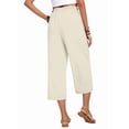 thumbnail image 4 of Women'S Cropped Pants Drawstring Casual with Pockets Loose High Waisted Wide Leg Lounge Pants Cream White XL, 4 of 6