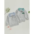 thumbnail image 3 of BemeyourBBs Toddler Baby Boy Fall Winter Spring Sweatshirt Golf Club Outfit Embroidery Quarter Zip Pullover Plaid Lapel Long Sleeve Collared Shirt Sweater Tops, 3 of 9