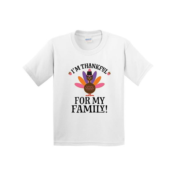Inktastic Thanksgiving Girl Turkey Thankful for Family Youth T-Shirt