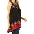 thumbnail image 4 of Sakkas Batik Embroidered V-Neck Sleeveless Blouse - Black / Red - One Size, 4 of 6