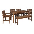 thumbnail image 4 of Walker Edison 6-Piece Chevron Outdoor Patio Dining Set in Dark Brown, 4 of 7