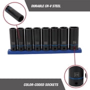 Hyper Tough 9-Piece 1/2 in Drive Deep Metric Impact Socket Set