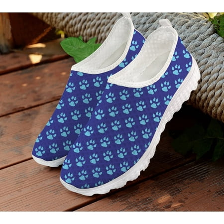 

Cute Dog Paw Print Summer Casual Shoes For Women Loafers Nursing Woman Flats Slip on Mesh Ladies Walk Sneakers 2024 Big Size