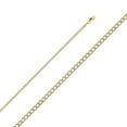 thumbnail image 1 of Ioka - 14K Yellow Gold 2.4mm Hollow Cuban Bevel White Pave Chain Necklace with Lobster Clasp - 22", 1 of 4